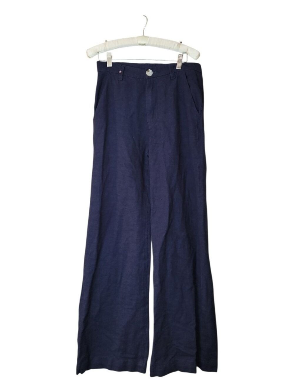 F.A.M. Paris Linen Navy Wide Leg Pants M